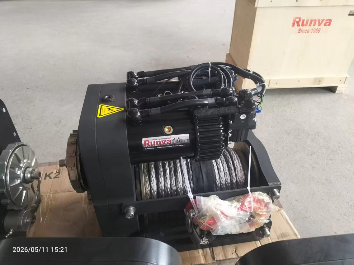 Runva Universal Dual 7.2HP Free Spool Winch - 14,000 LBS Capacity